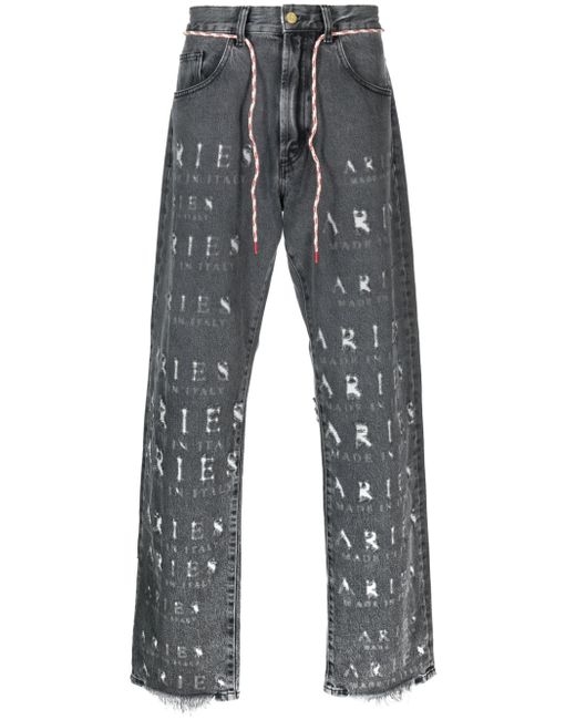 Aries Destroyed Batten logo-embellished jeans