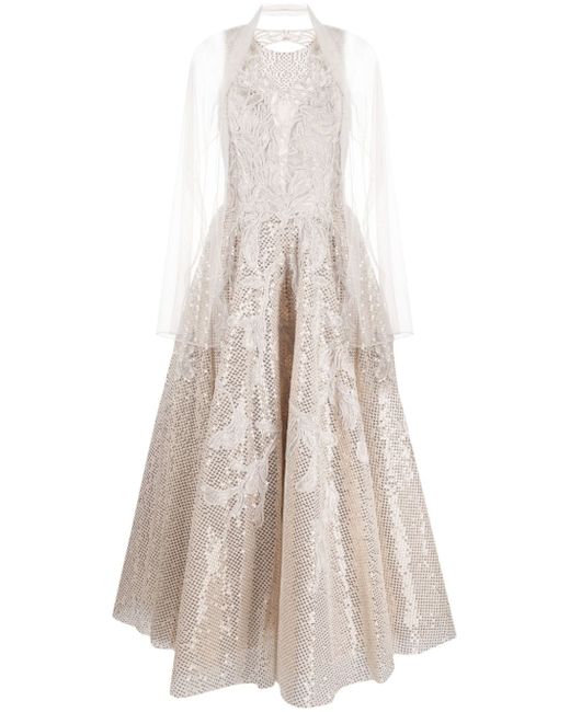 Saiid Kobeisy floral-embroidered sequin-embellished gown