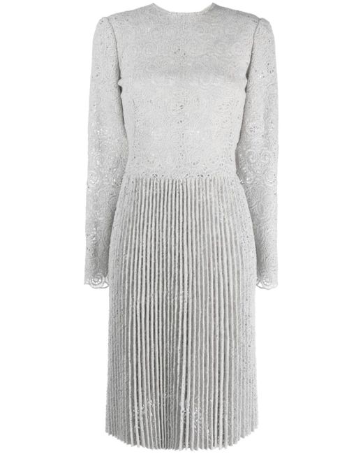 Ermanno Scervino pleated guipure lace belted dress