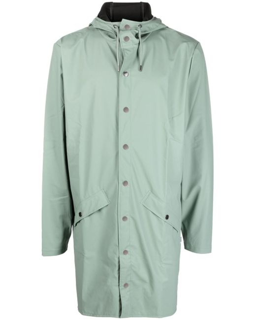 Rains hooded stud-fastening raincoat