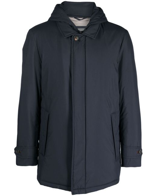 Corneliani spread-collar padded hooded jacket