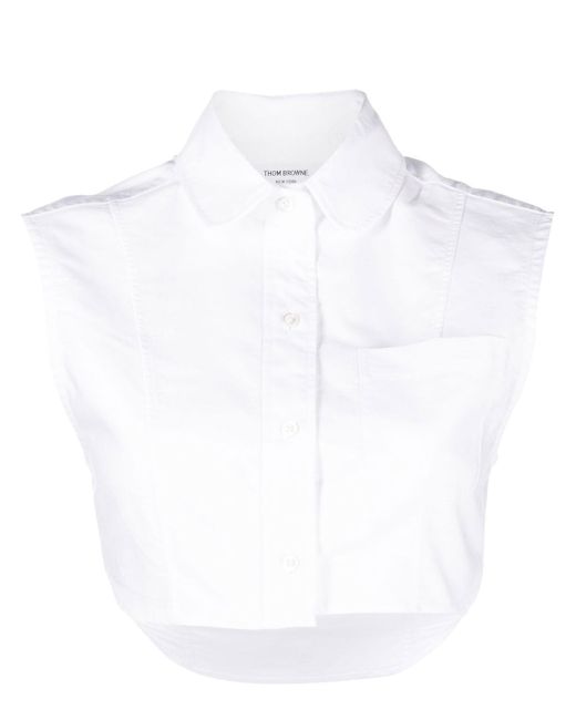Thom Browne sleeveless cropped oxford shirt