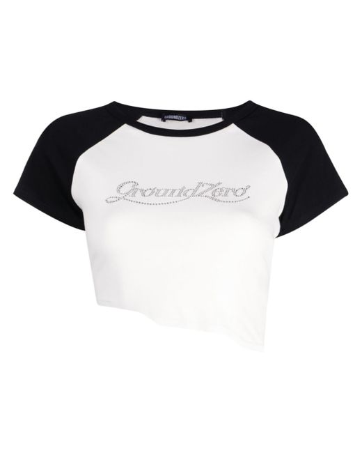 Ground-Zero logo-appliqué raw-cut T-shirt