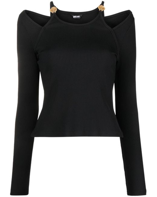 Just Cavalli cut-out detail ribbed top
