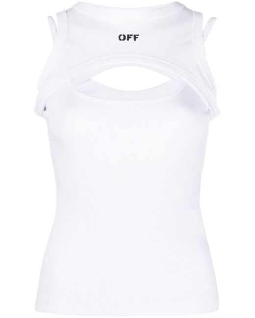 Off-White logo-print cut-out tank top
