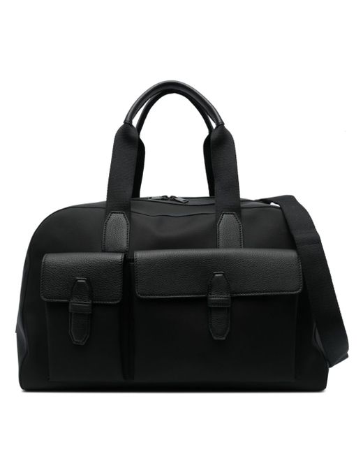 Brioni logo-patch leather-trim duffle bag