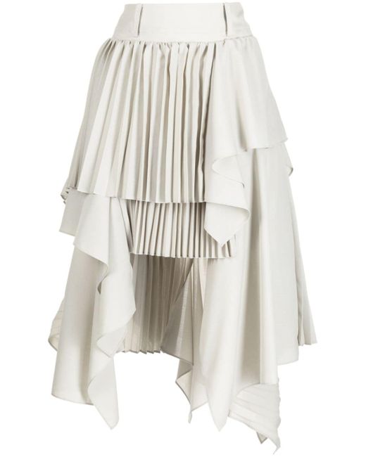 Sacai asymmetric layered pleated skirt