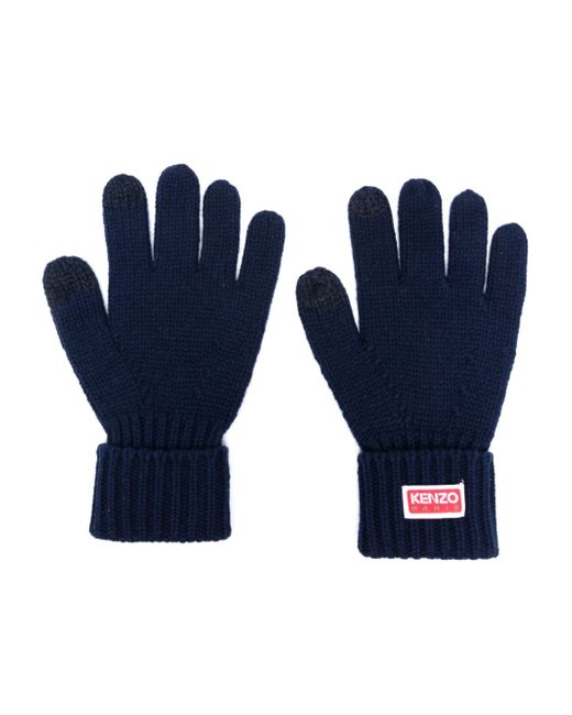 Kenzo logo-patch knitted gloves