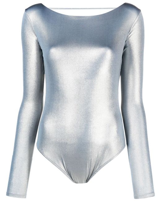 There Was One shiny-effect open-back bodysuit