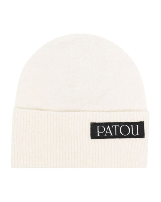 Patou logo-patch knitted beanie
