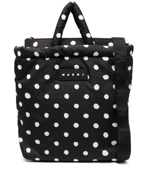 Marni logo-patch polka-dot tote bag
