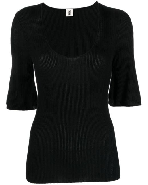 By Malene Birger scoop-neck ribbed-knit T-shirt