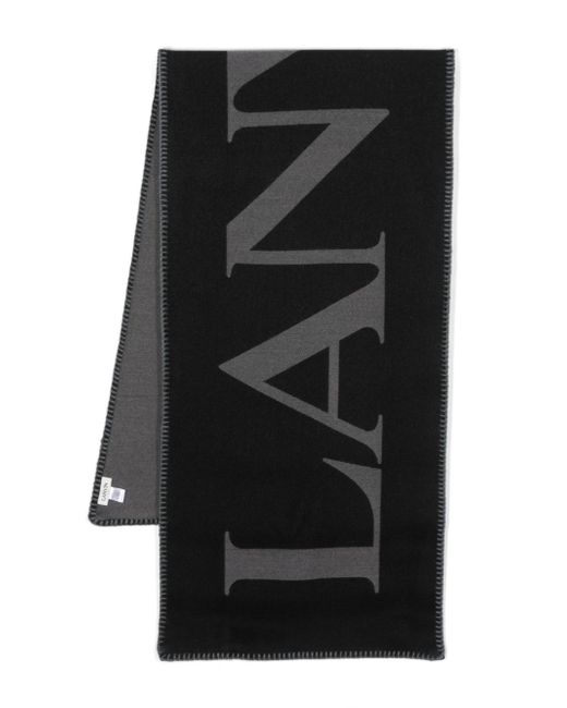 Lanvin logo-intarsia knitted scarf