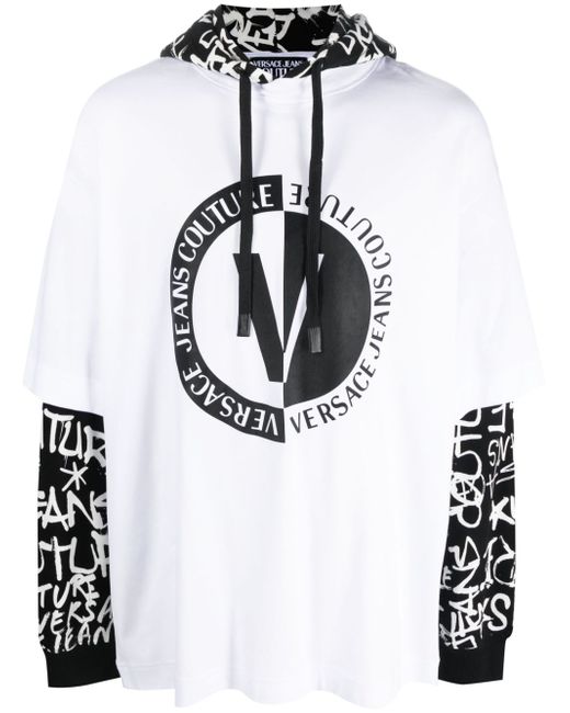 Versace Jeans Couture logo-print panelled hoodie
