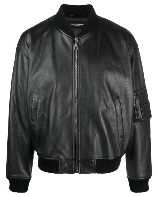 Dolce & Gabbana leather zip-up bomber jacket