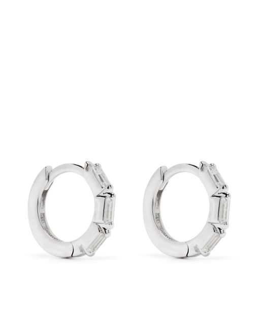 Suzanne Kalan 18kt white gold diamond huggie earrings