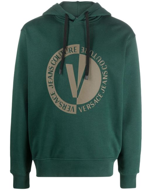 Versace Jeans Couture flocked-logo drawstring hoodie