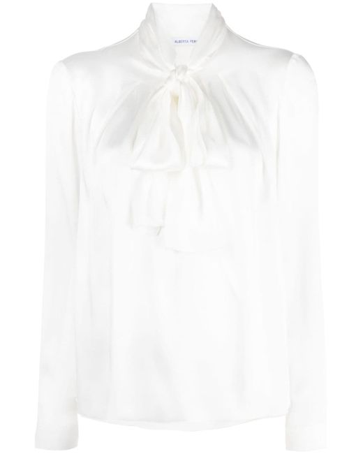 Alberta Ferretti pussy-bow collar long-sleeved shirt