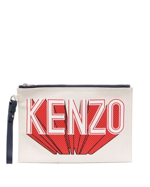 Kenzo logo-print canvas clutch bag