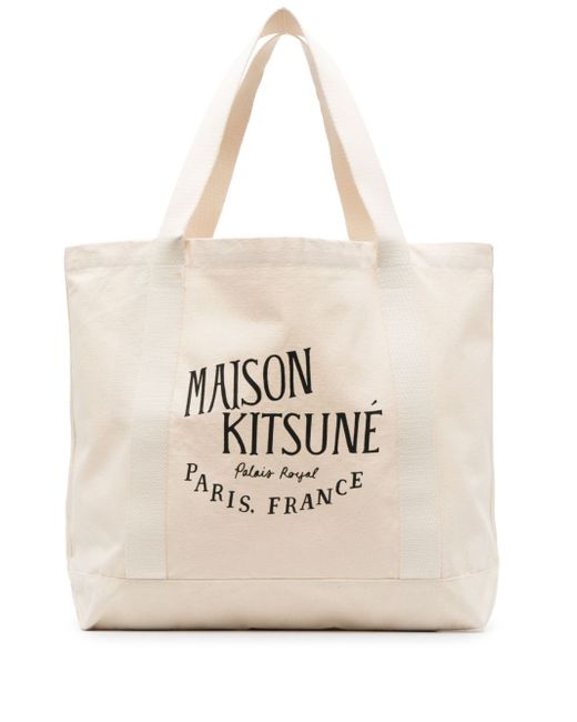 Maison Kitsuné logo-print canvas tote bag