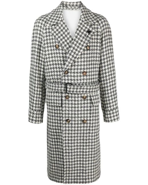 Lardini houndstooth-pattern double-breasted coat