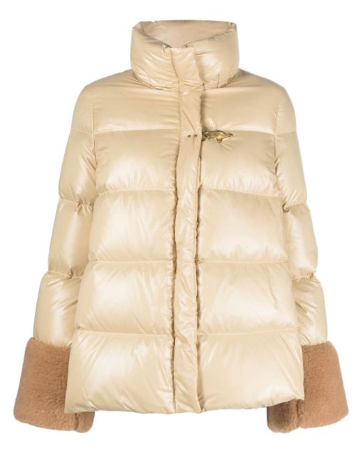 Fay contrast-cuffs quilted jacket