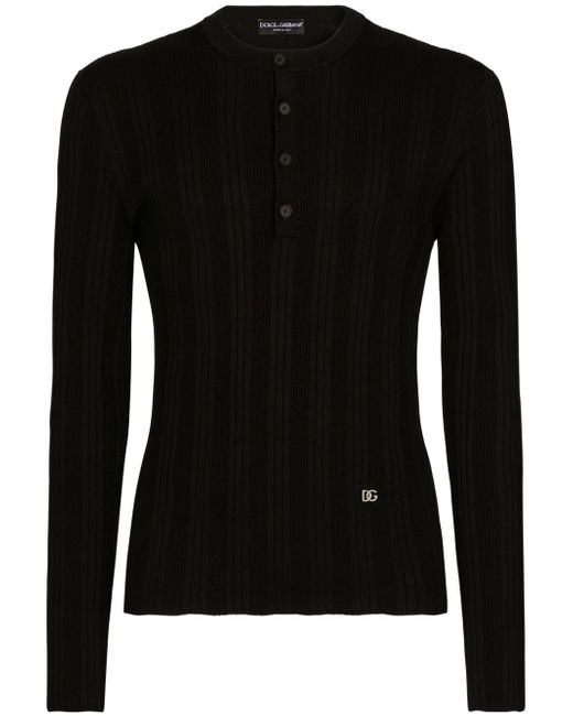 Dolce & Gabbana silk-blend logo-patch jumper