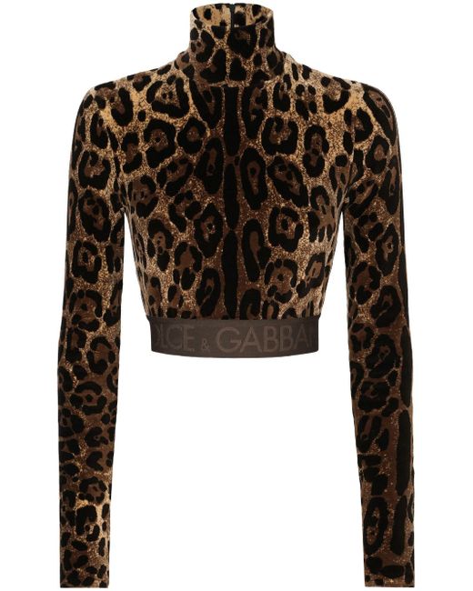 Dolce & Gabbana leopard-print high-neck blouse