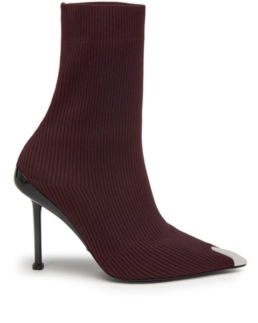 Alexander McQueen ribbed-knit pointed-toe boots