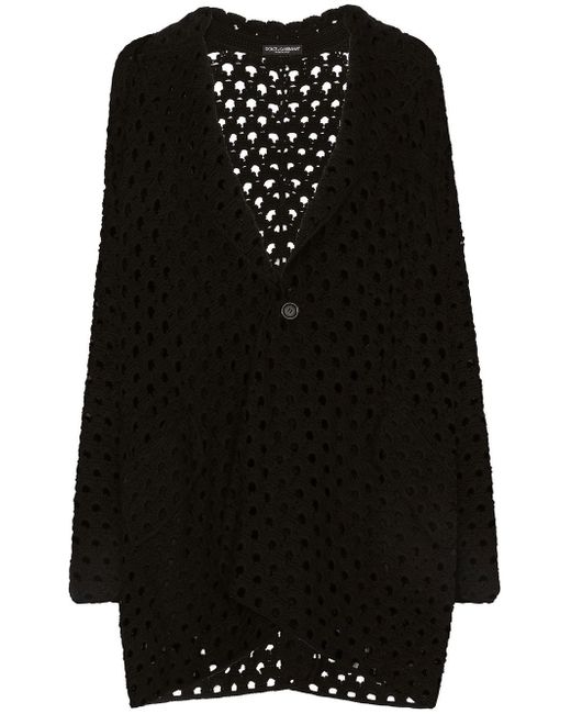 Dolce & Gabbana open-knit single-breasted coat