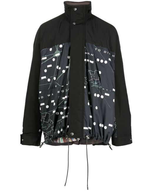 Sacai graphic-print drawstring lightweight jacket
