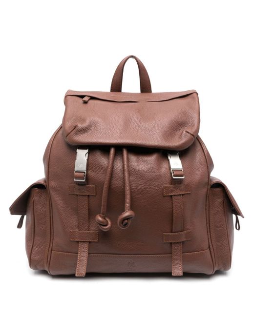 Eleventy double-buckle fastening leather backpack