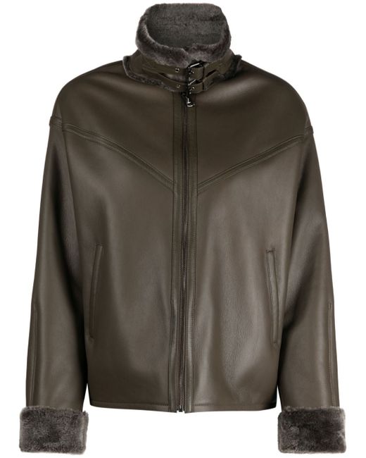 Manzoni 24 shearling-trim leather jacket