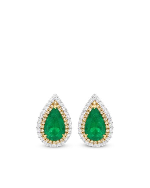 HYT Jewelry 18kt gold emerald and diamond stud earrings