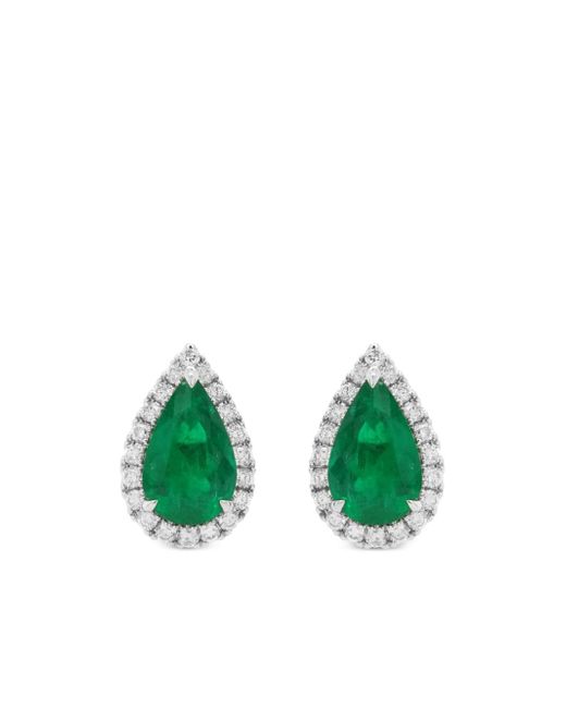 HYT Jewelry 18kt white gold emerald and diamond earrings