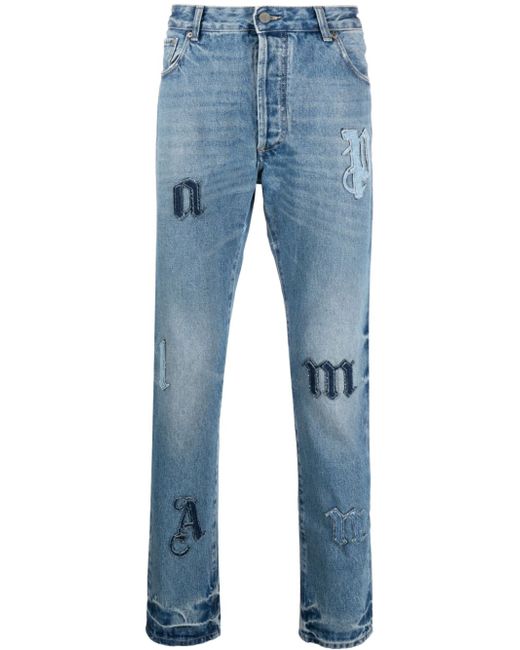 Palm Angels logo-patch straight jeans