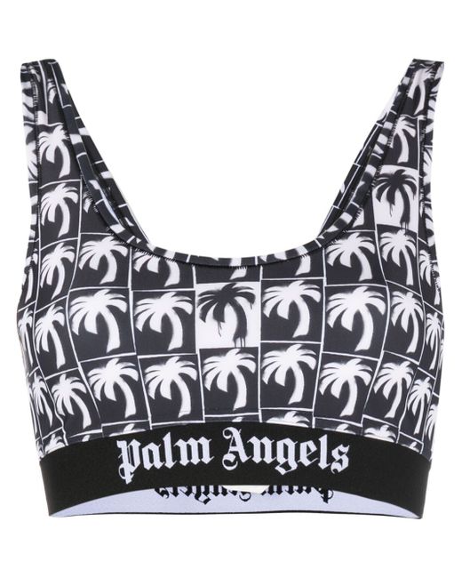Palm Angels palm tree-print cropped top