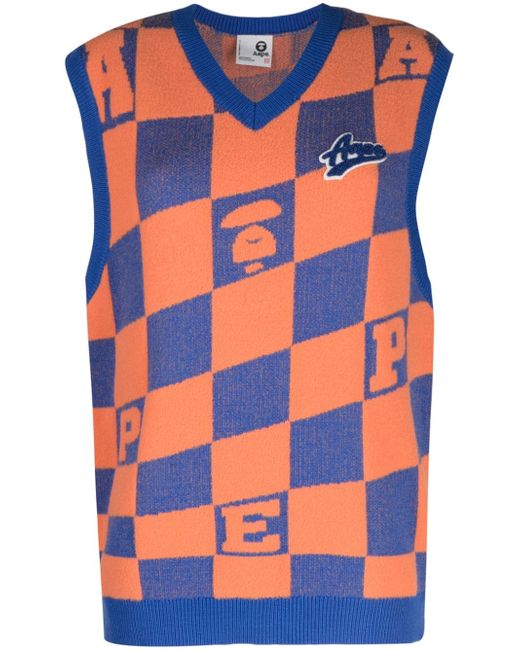 Aape By *A Bathing Ape® checkerboard knitted vest