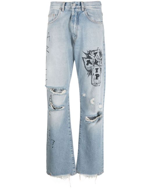 Aries distressed-effect wide-leg jeans
