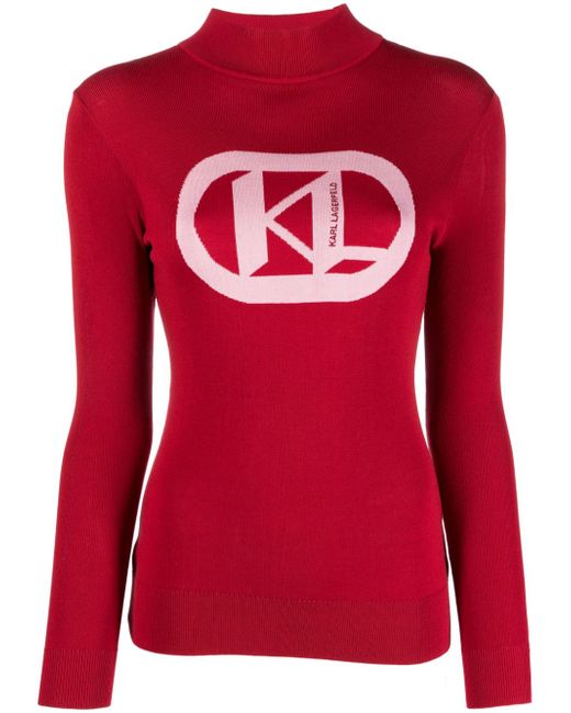 Karl Lagerfeld logo-intarsia mock-neck jumper