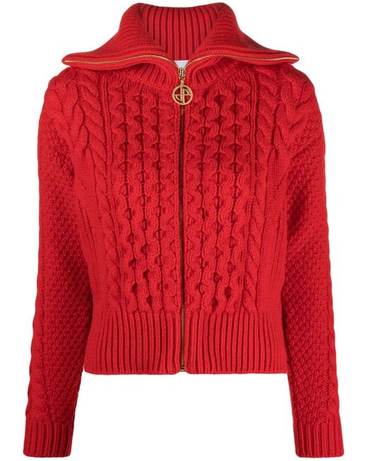 Patou cable-knit wool-blend cardigan