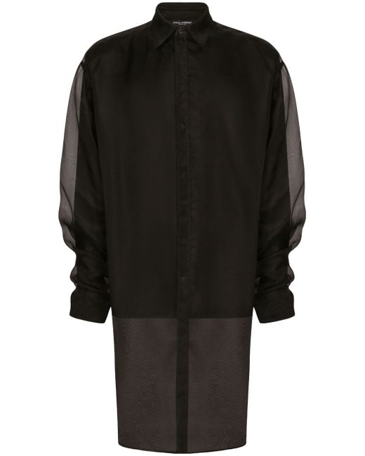 Dolce & Gabbana ruffle-detail semi-sheer shirt