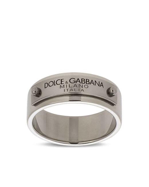 Dolce & Gabbana engraved-logo plaque band ring