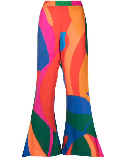 Farm Rio abstract-print flared trousers