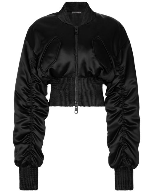 Dolce & Gabbana satin zip-up cropped jacket