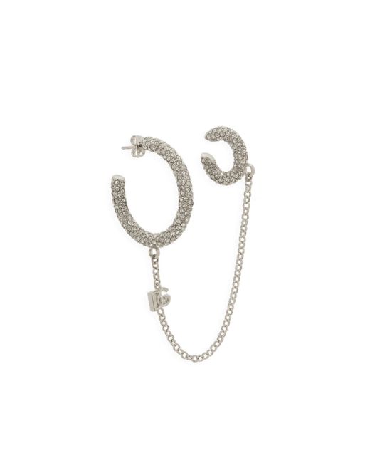 Dolce & Gabbana crystal-embellished logo-pendant earring
