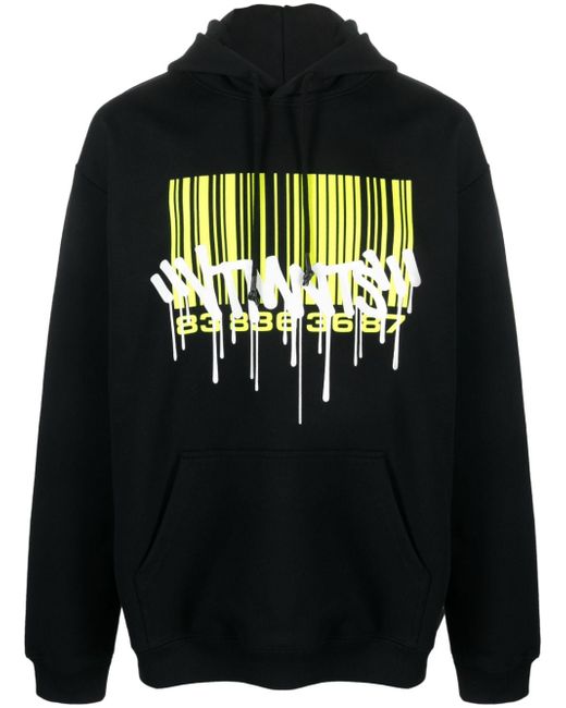 Vtmnts barcode-print long-sleeve hoodie