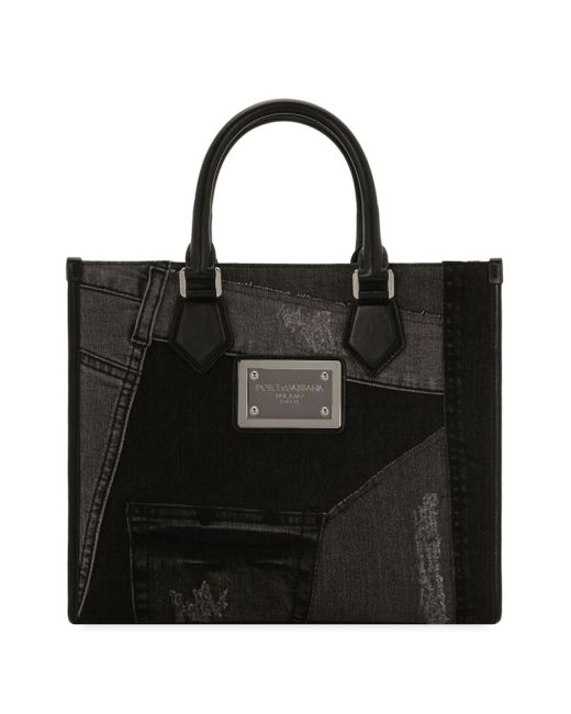 Dolce & Gabbana logo-plaque patchwork shoulder bag