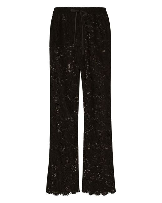 Dolce & Gabbana lace-panelling semi-sheer trousers