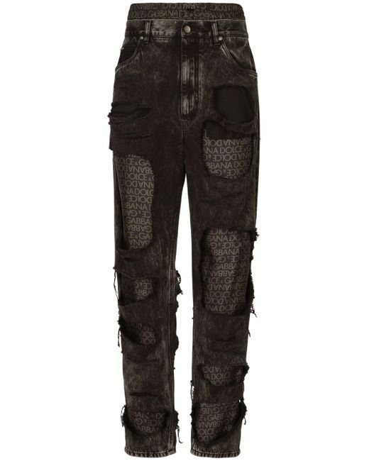 Dolce & Gabbana ripped-detailing cotton jeans